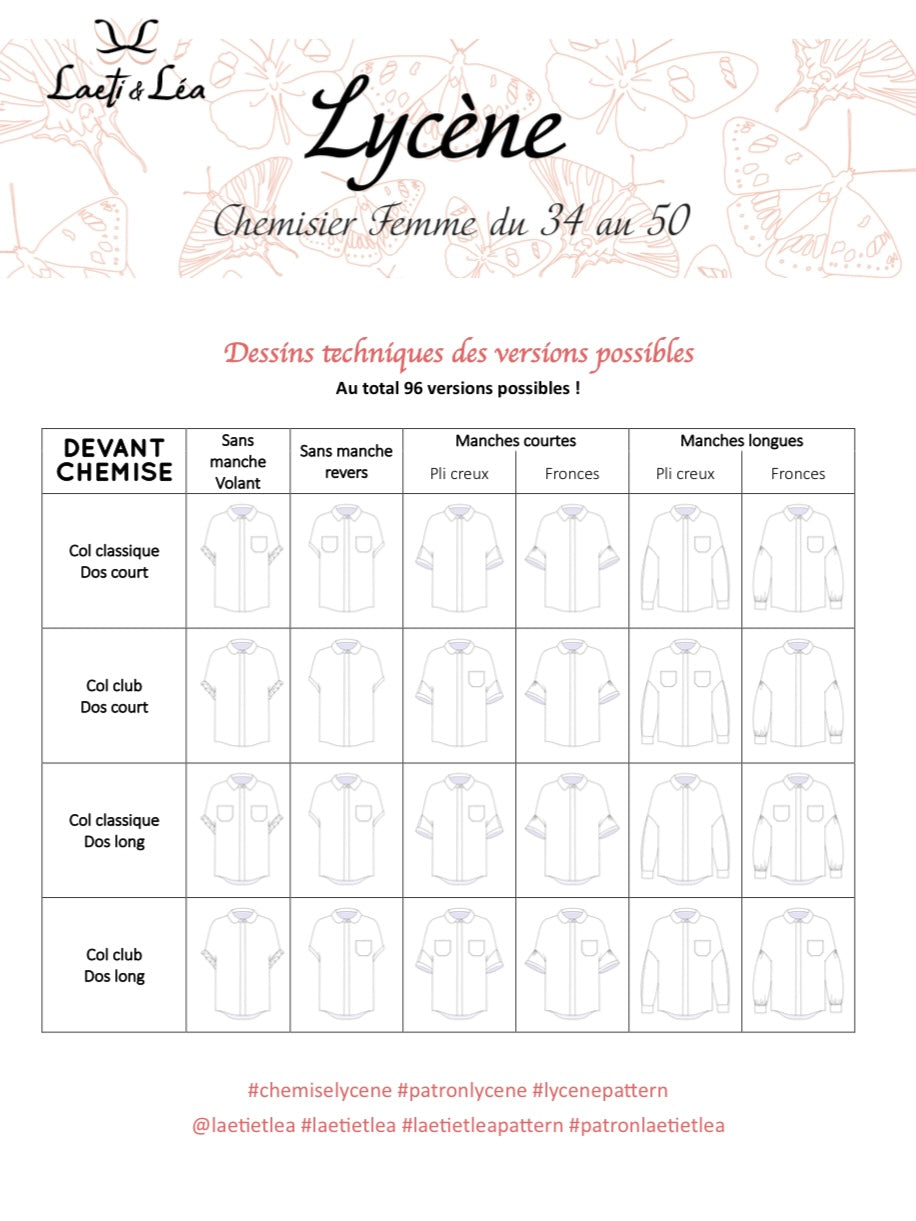 Chemisier Lycène Femme 34-50 (Patron de couture PDF)