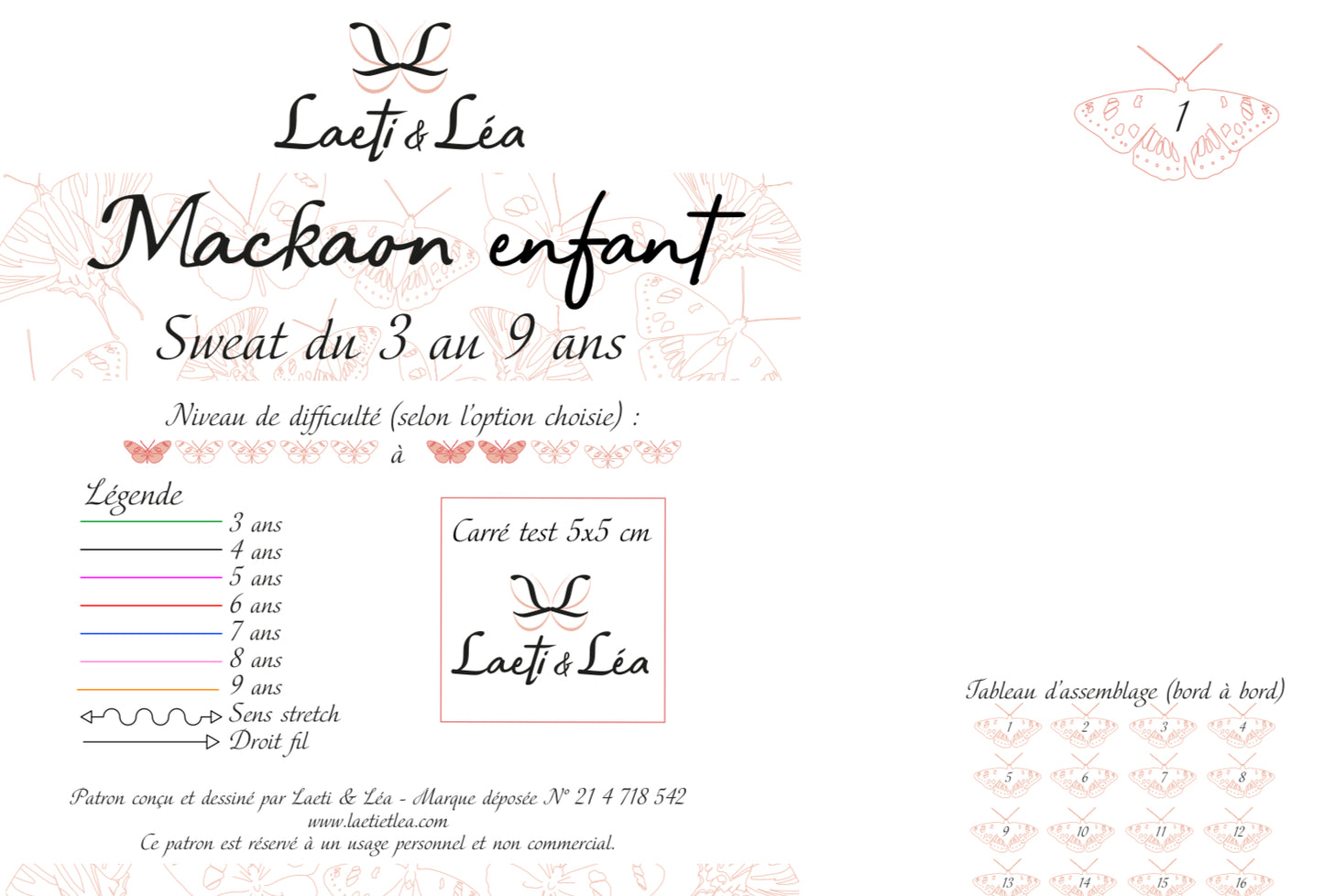 Sweat Mackaon Enfant / Junior 3-15 ans (Patron  de couture PDF)
