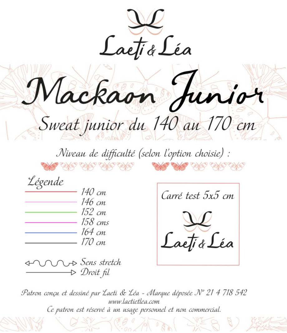 Sweat Mackaon Enfant / Junior 3-15 ans (Patron de couture PDF)
