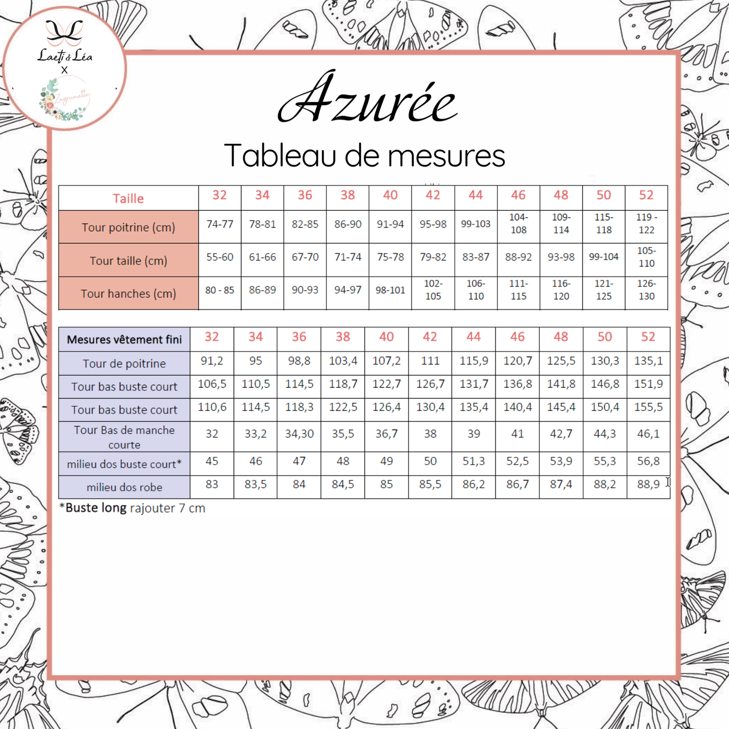 Blouse / Robe Azurée Femme 32-52 (Patron de couture pochette)