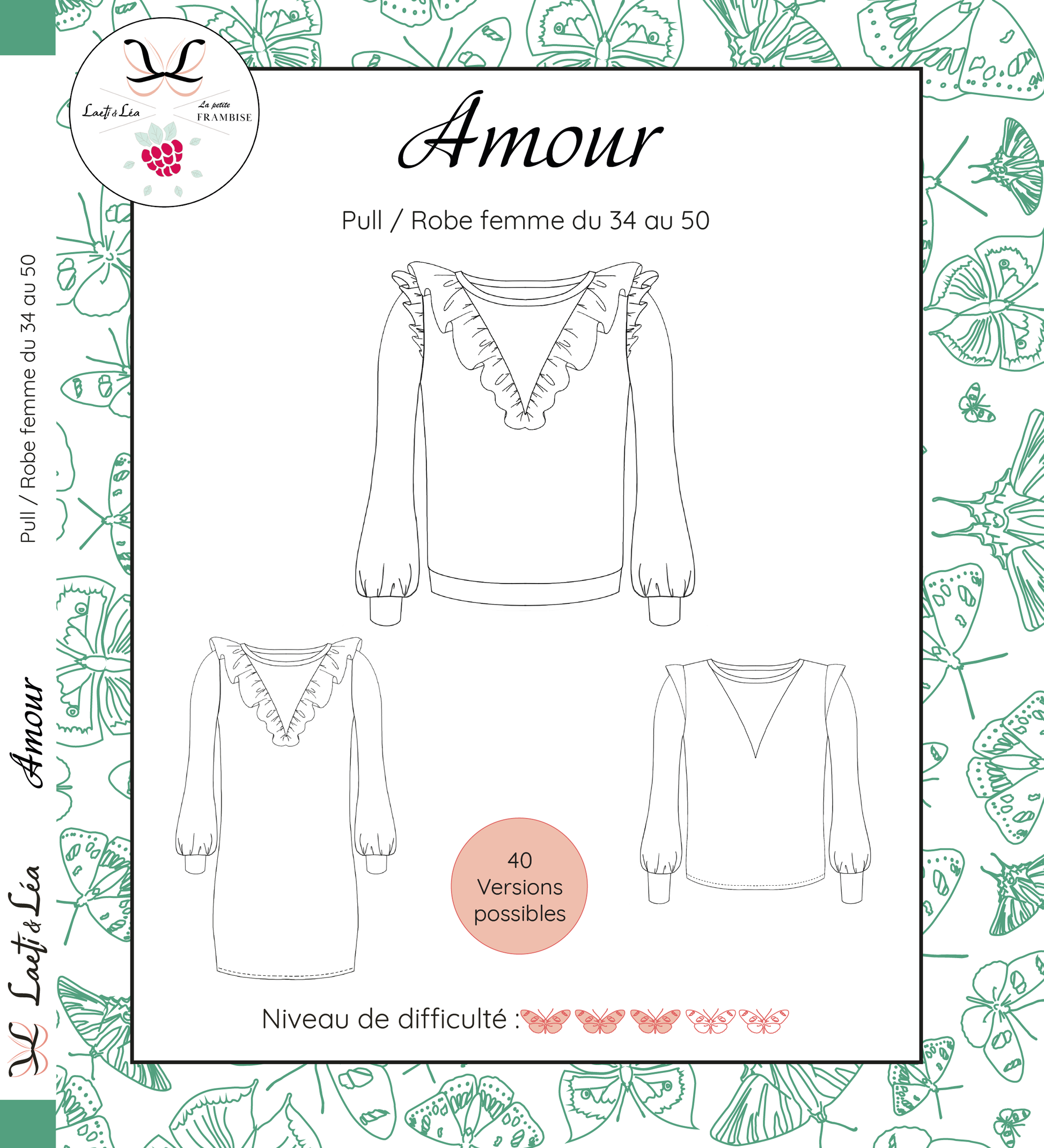 Pull Amour Femme 34-50 (Patron de couture pochette)