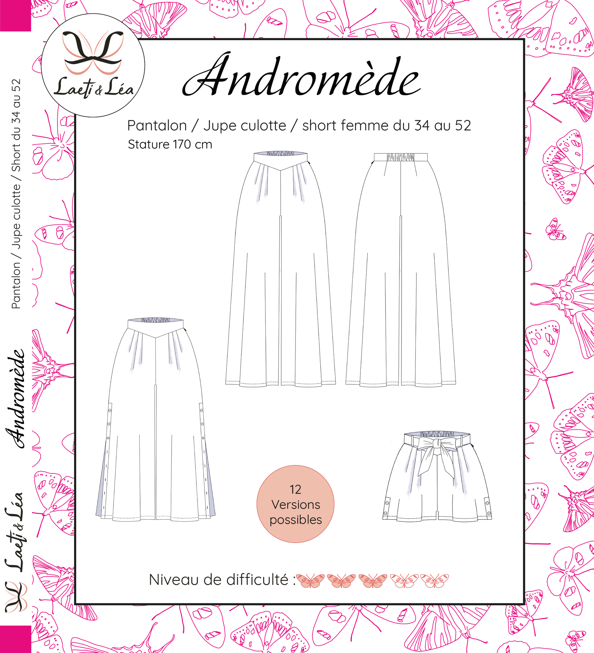 Pantalon Jupe culotte short Andromède Femme 34-52 (Patron de couture  pochette) - Main Image