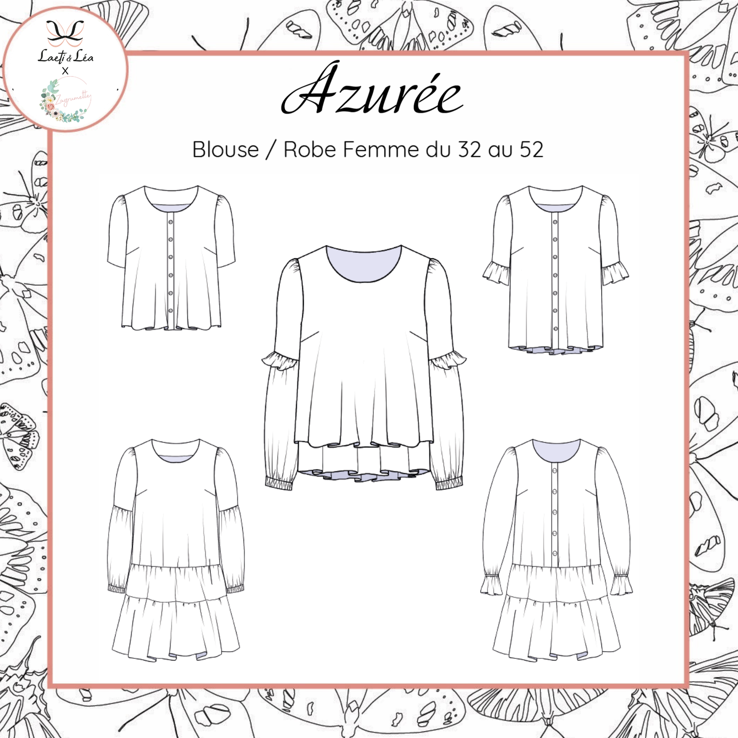 Blouse / Robe Azurée Femme 32-52 (Patron de couture PDF)