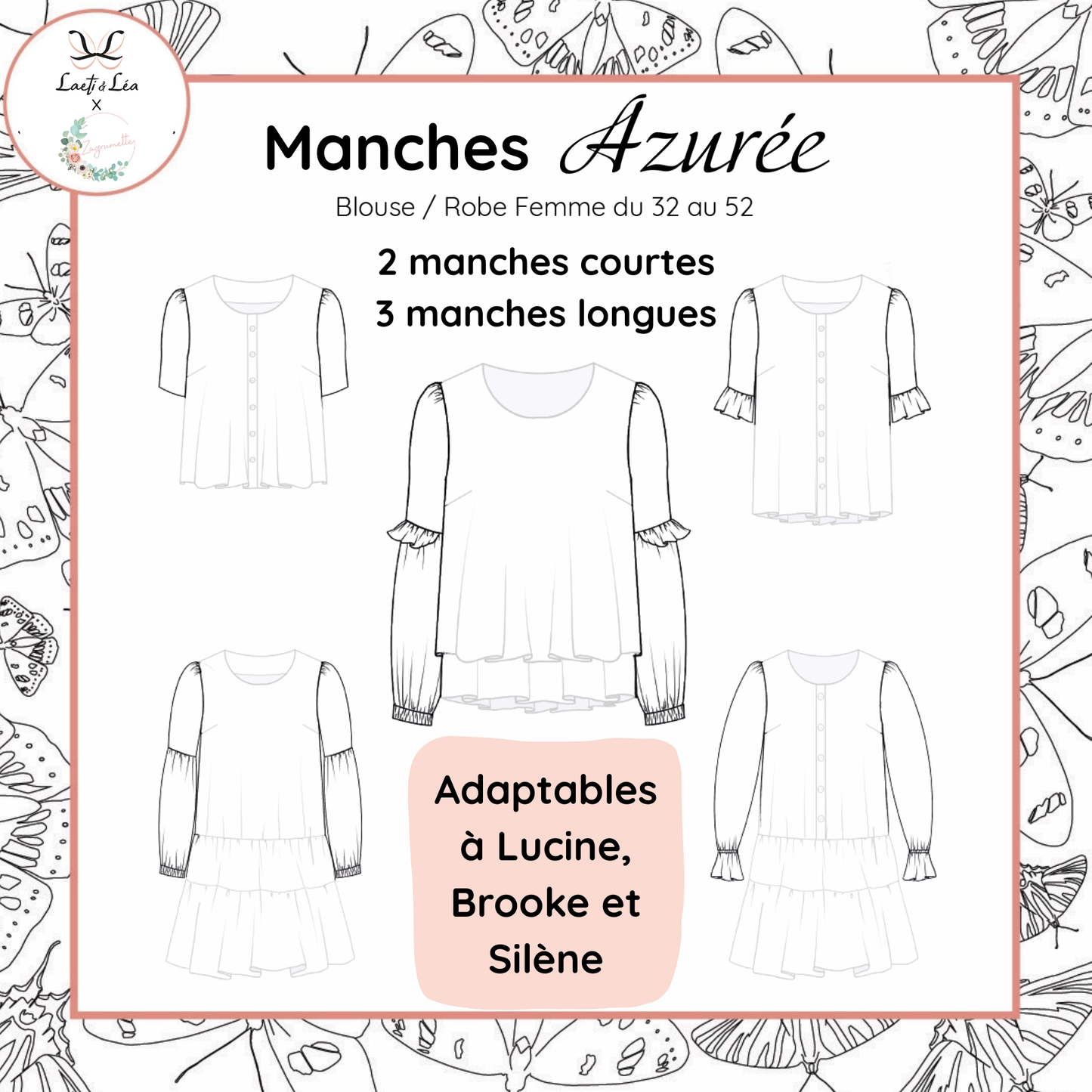 Manches de la Blouse Azurée Femme 32-52 (Patron de couture PDF)