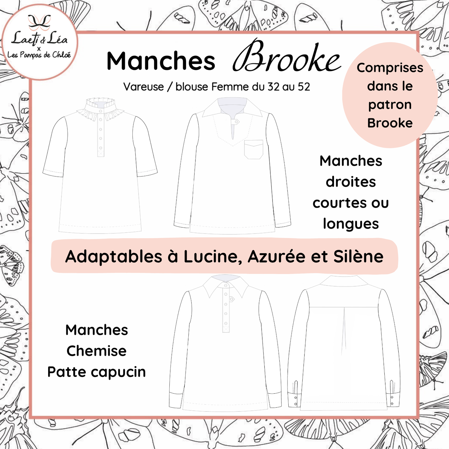 Manches de la Vareuse / Blouse Brooke Femme 32-52 (Patron de couture PDF)