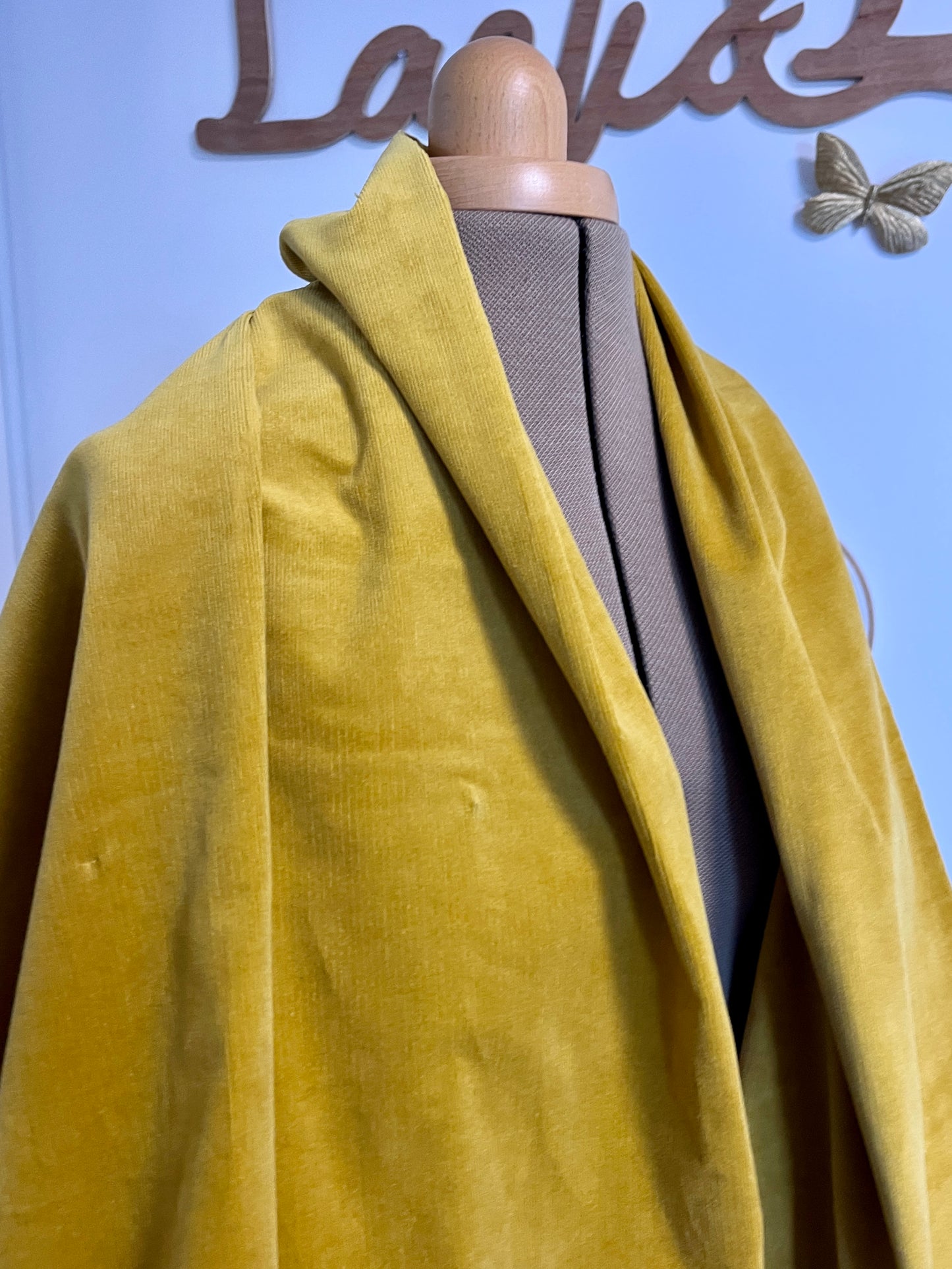 Coupon Velours milleraie moutarde 1m50