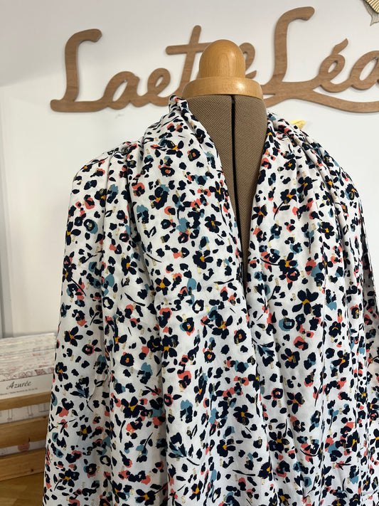 Coupon Viscose Fleurs style léopard - fils brillants 2m