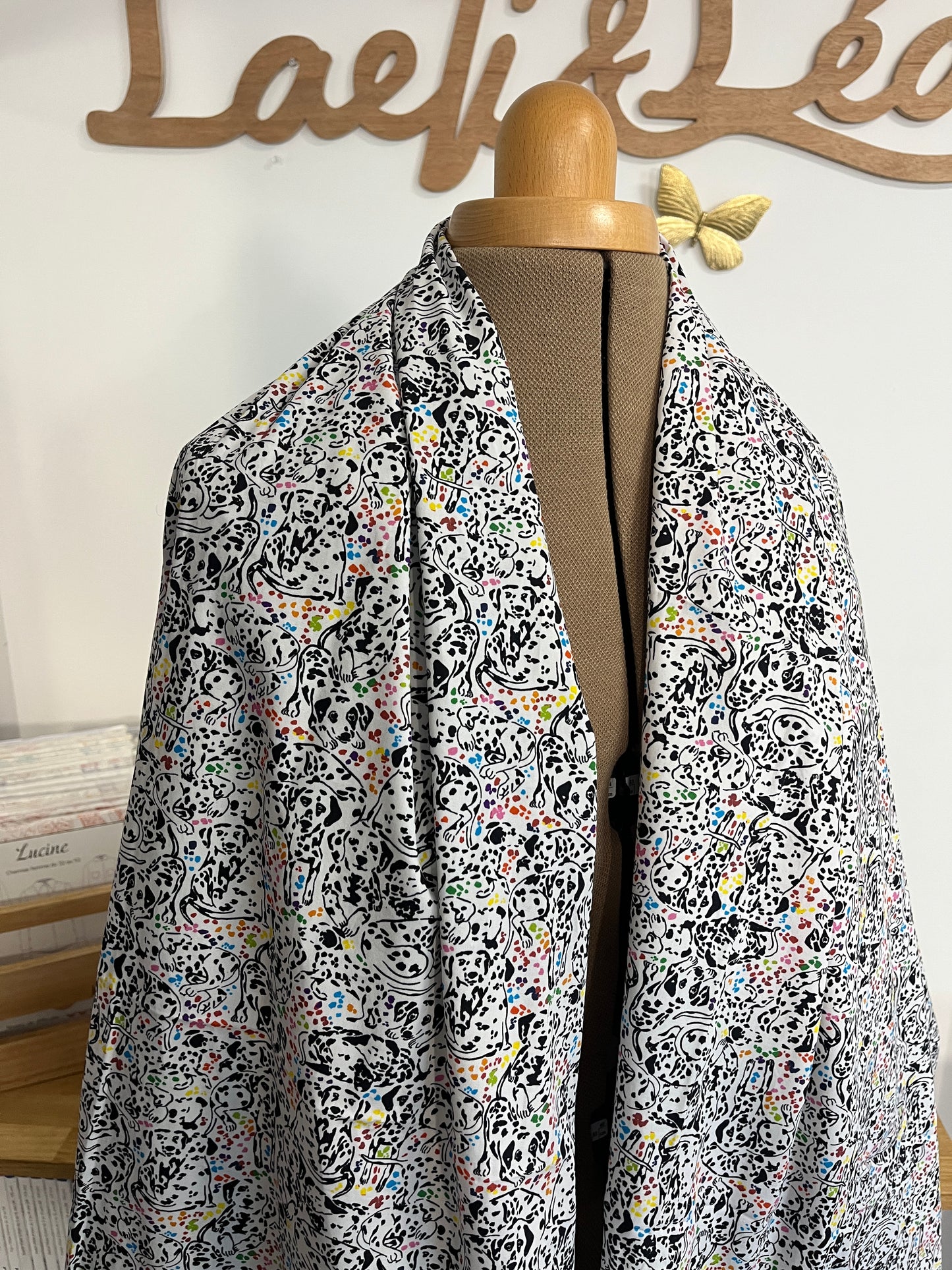 Coupon popeline de coton dalmatiens multicolore Carole Rampinetta 1m50