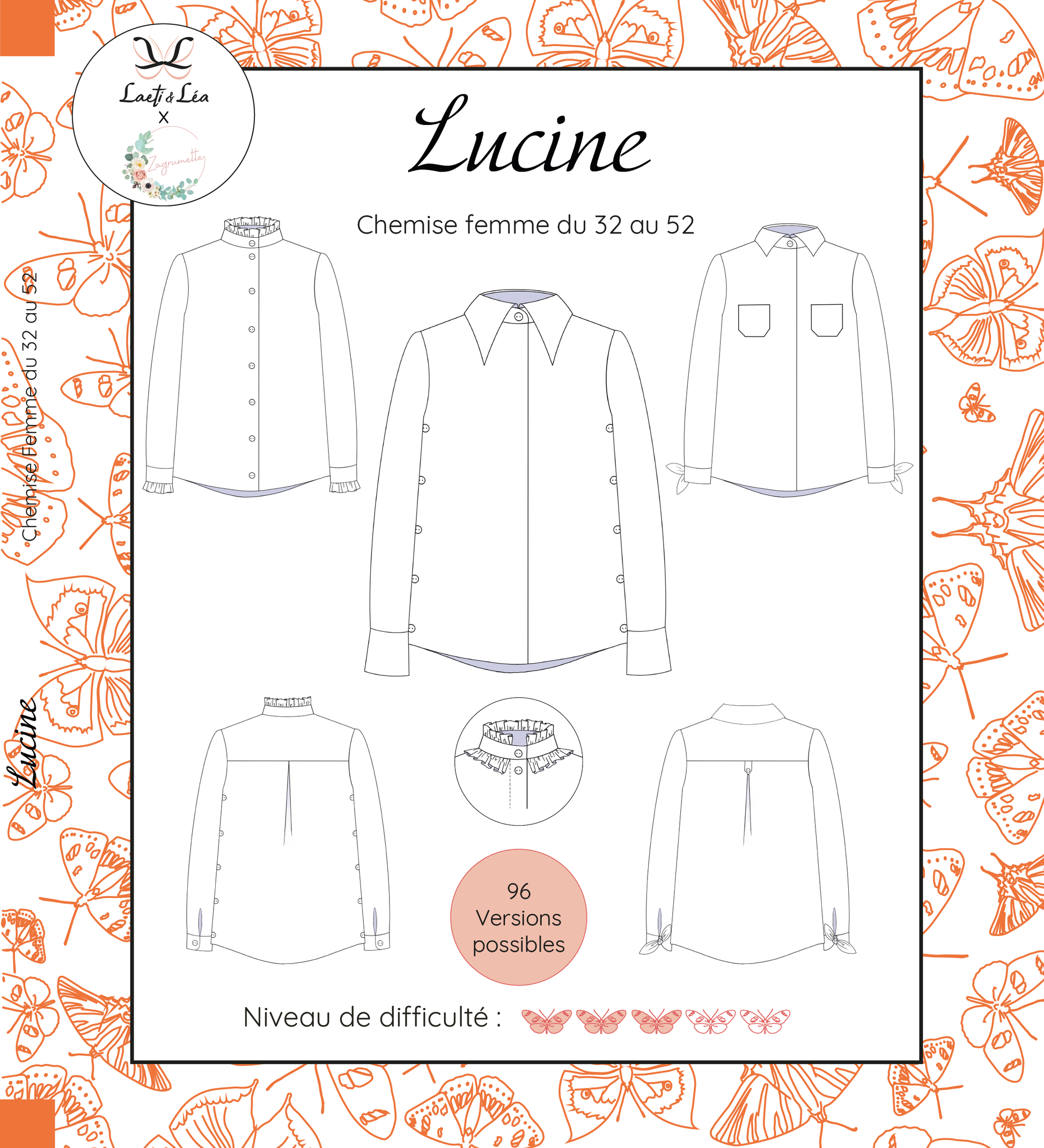 Chemise Lucine Femme 32-52 (Patron de couture Pochette)