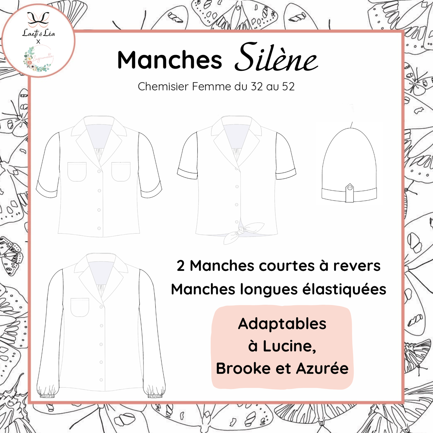 Manches du chemisier Silène Femme 32-52 (Patron de couture PDF)