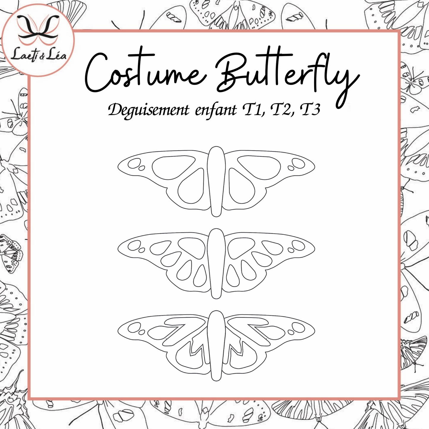 Costume Butterfly Enfant - 3 tailles (Patron de couture ailes de papillon)