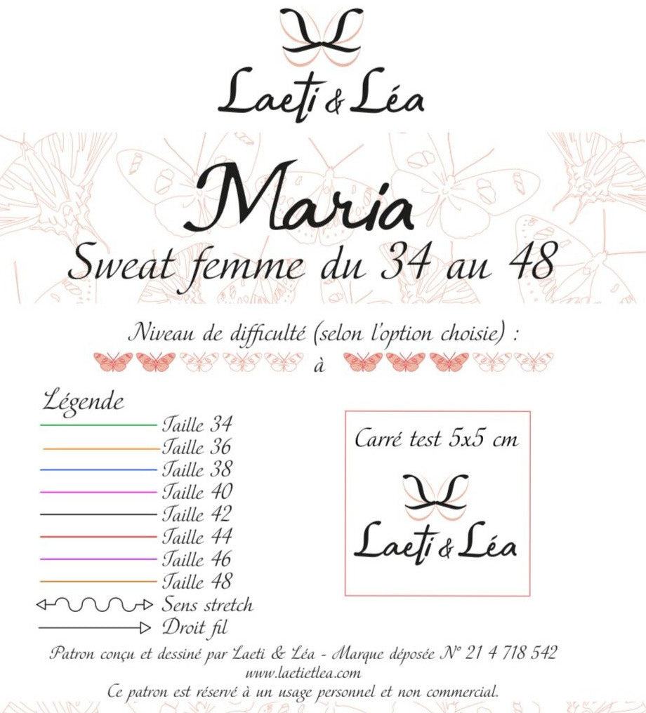 Sweat Maria Femme 34-48 (Patron de couture PDF)